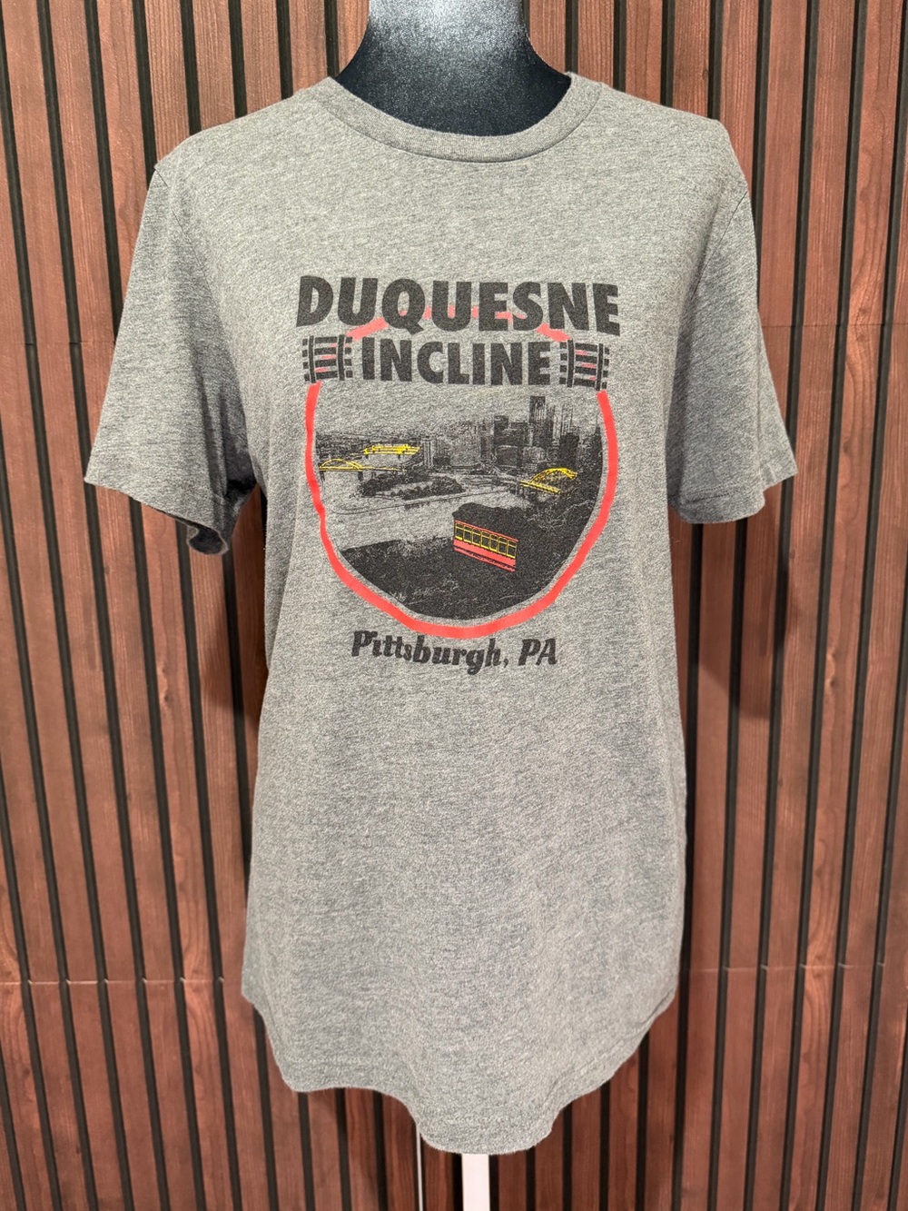 Duquesne Incline Pittsburgh PA Graphic Tee Gray Canvas Unisex M